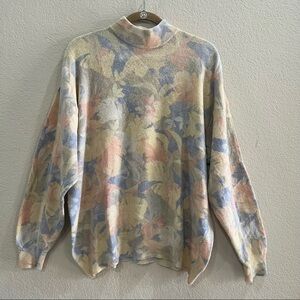 ASPHALT Womens Wool Blend Butter Yellow Floral Sweater Sz M-L Boho Casual